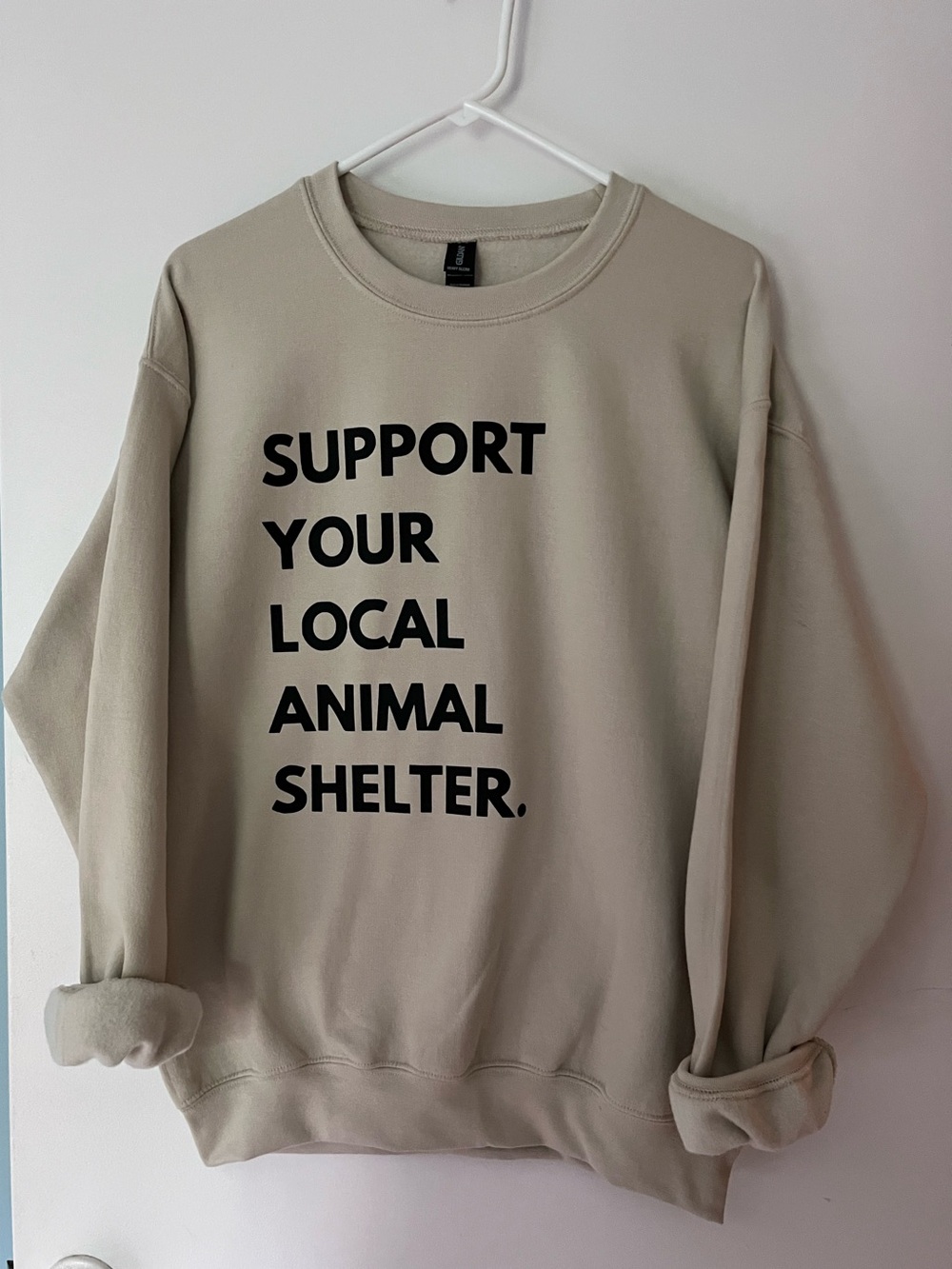 Unisex M Support Your Local Animal Shelter Crewneck Sweatshirt - Cream